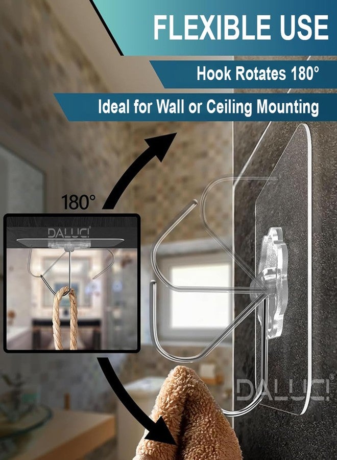 دالوتشي خطاف حائط لاصق من دالوتشي - خطاف حائط شديد التحمل للتعليق على الحائط بدون حفر - خطافات لاصقة من الفولاذ المقاوم للصدأ بدون مسامير للمطبخ والحمام وتحسين المنزل (خطاف زهور، عبوة من 15 قطعة) - Image 4